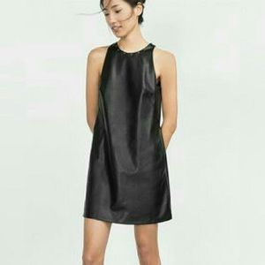 Zara faux leather shift dress